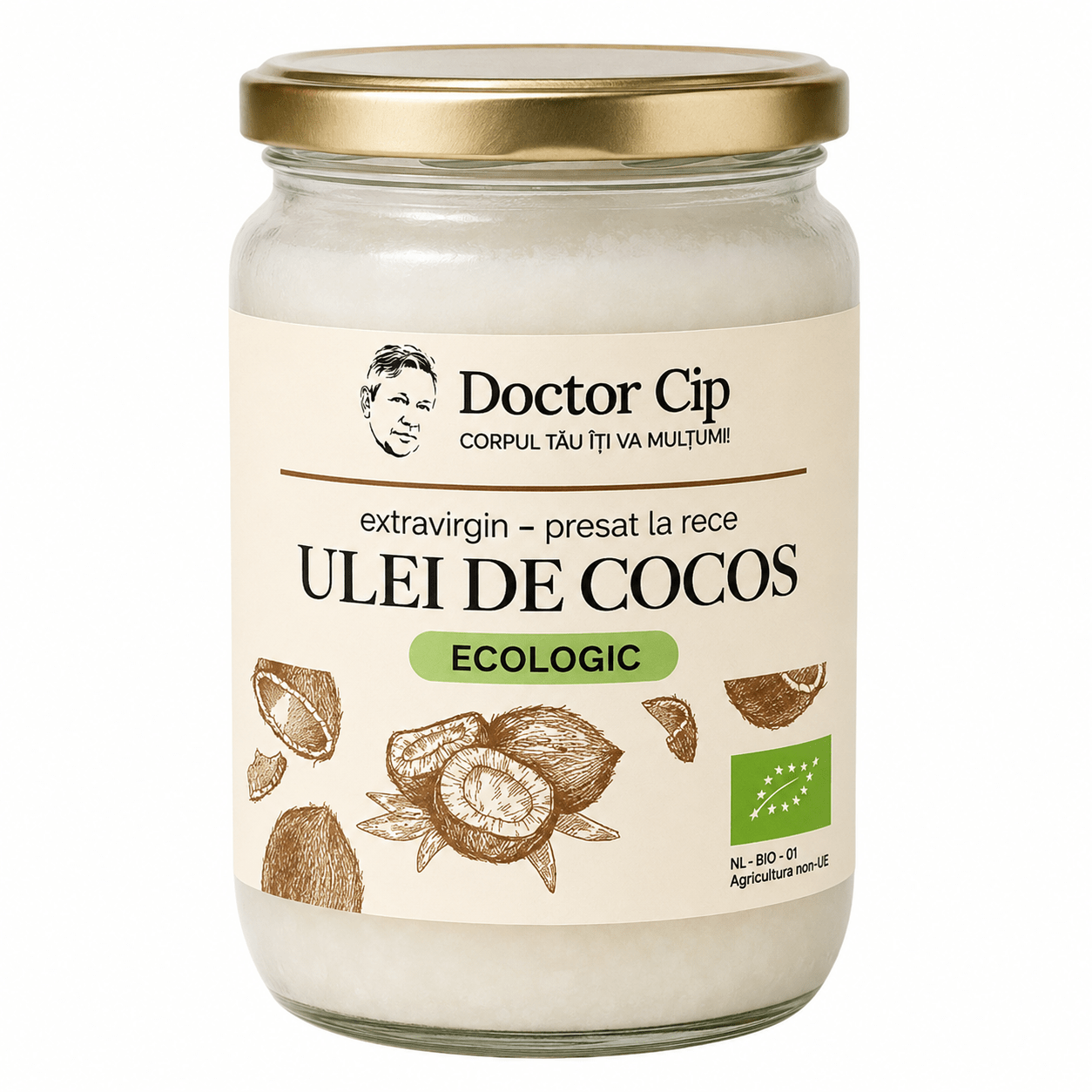 Ulei de cocos presat la rece bio 500 ml - Selecția Doctor Cip - Doctor Cip - Corpul tău îți va mulțumi!